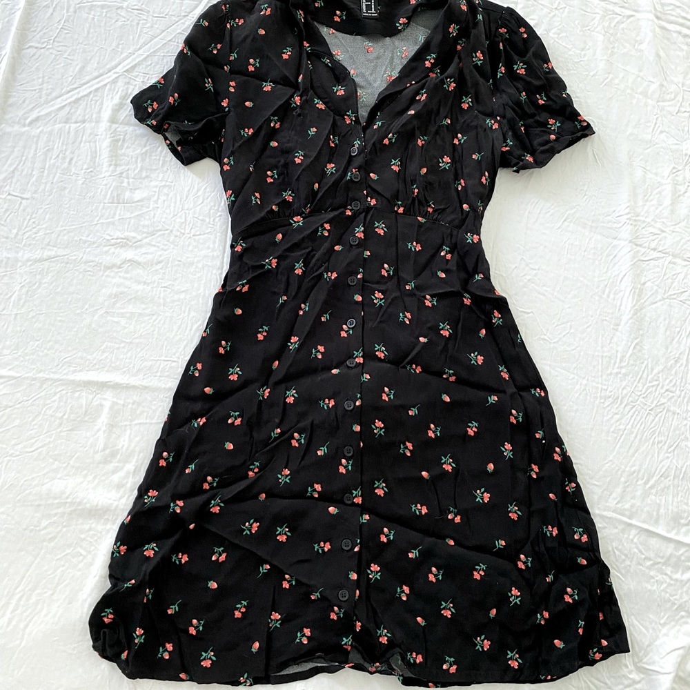 Berry & flower print dress